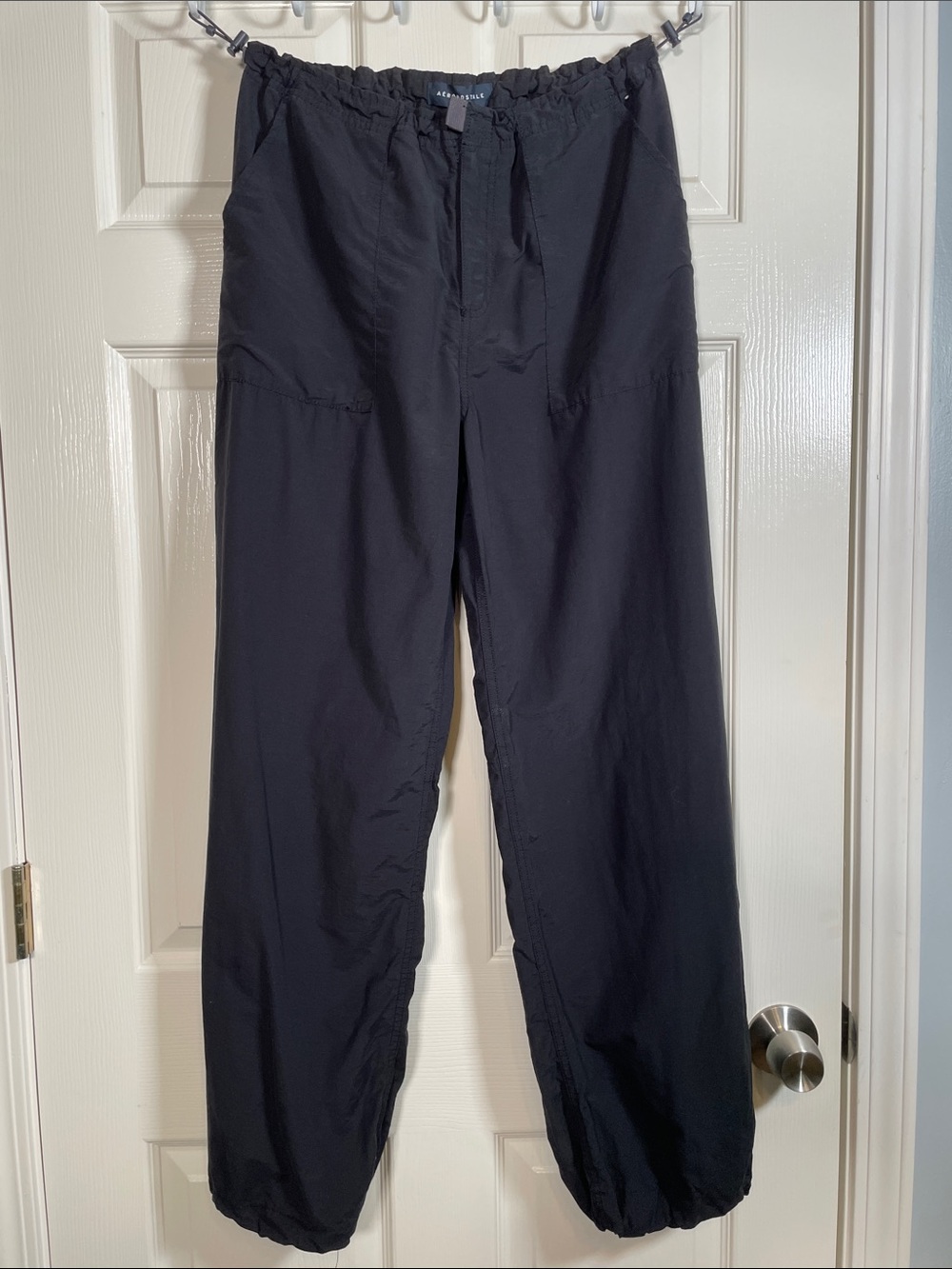 Aeropostale Black Drawstring Baggy Parachute Pants